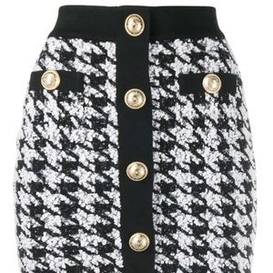 BLACK AND WHITE JESSICA BARA HAYDEN HOUNDSTOOTH TWEED MINI SKIRT SIZE S